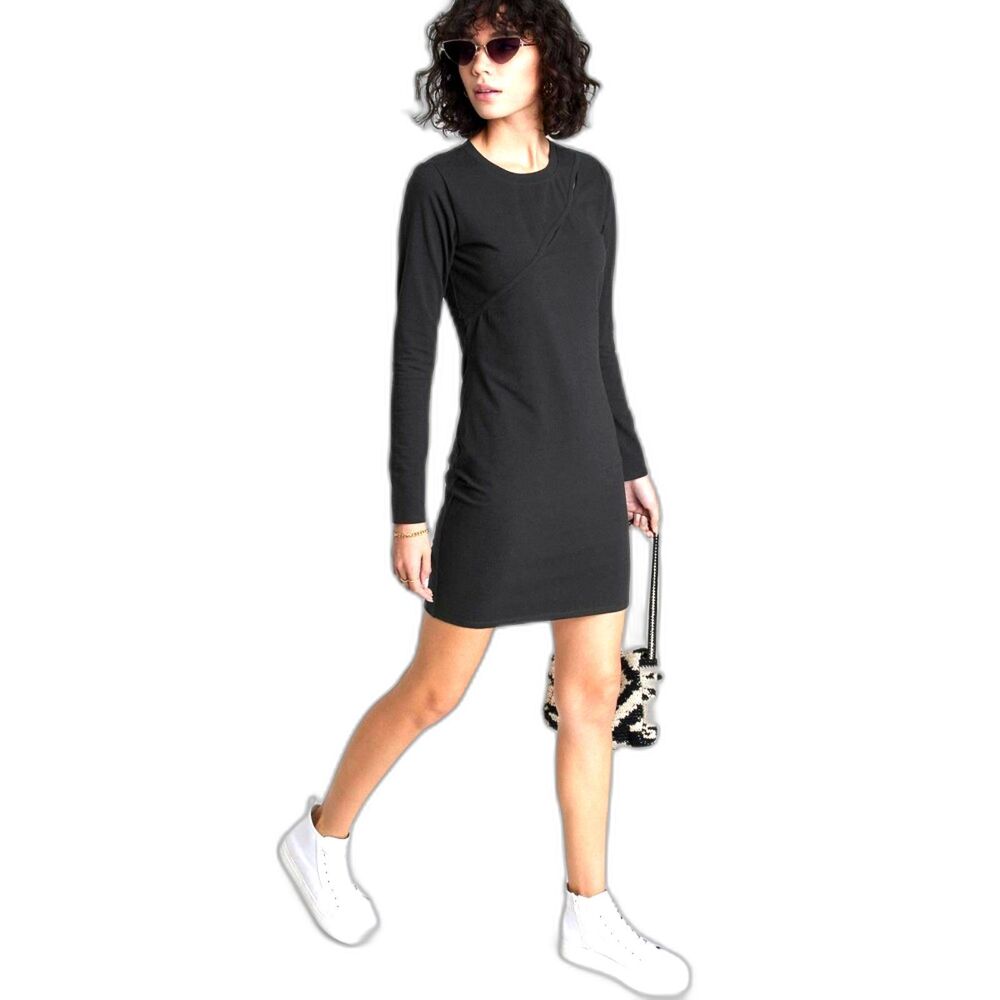 Wild Fabe Women's Long Sleeve Cut Out Detail Knit Bodycon Dress - Medium
